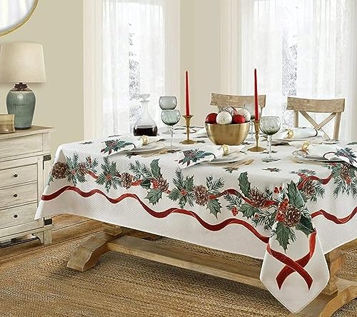 Weihnachts-Polyester-Bedruckte rechteckige Tischdecke, Party-Dekoration, Couchtisch-Tischdecke, Feiertags-Tischdekoration, 05, 140 x 240 cm, 55 x 94 Zoll von IsolaY