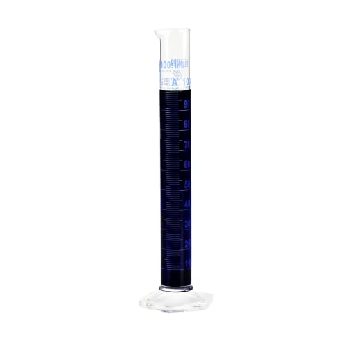 ISOLAB Messzylinder, 100 ml, Klasse A, hohe Form, Borosilikatglas 3.3, konformitätsbescheinigt, blau graduiert, 2er-Pack von ISOLAB