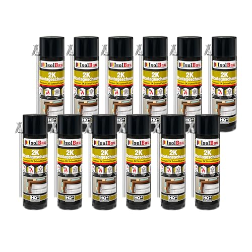 Isolbau 2K Montageschaum B2 Zargenschaum - Premium PU-Schnellschaum für Türen, Fenster, Dämmung & Montage - 12 x 400 ml von Isolbau