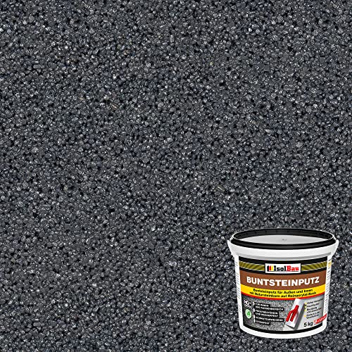 Isolbau - Buntsteinputz für Außen und Innen (Anthrazit) 5 kg - BP100 Mosaikputz Dekorationsputz Frostsicher, Wasserfest, Stoßfest von Isolbau