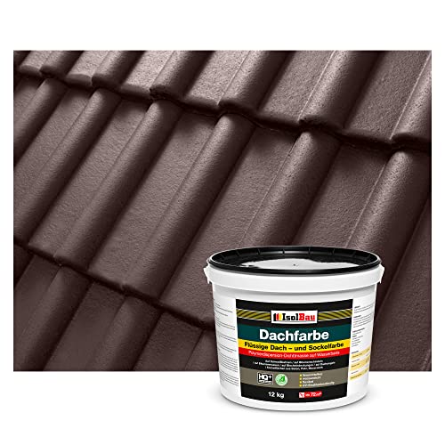 Isolbau Dachfarbe - 12 kg RAL Farbe Fassadenfarbe Nano Dachlack Sockelfarbe Wetterfest - Lösemittelfrei, Wasserdicht, UV-beständig - Braun von Isolbau