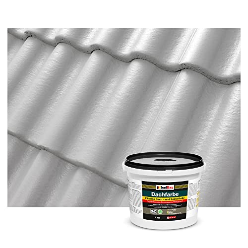 Isolbau Dachfarbe - 4 kg RAL Farbe Fassadenfarbe Nano Dachlack Sockelfarbe Wetterfest - Lösemittelfrei, Wasserdicht, UV-beständig - Steingrau von Isolbau