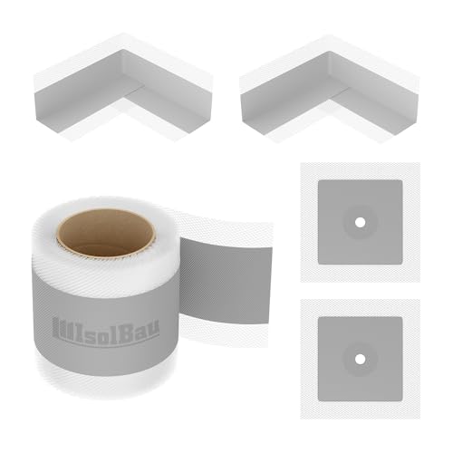 Isolbau 101G Bandset - Dicht-Set für den Innen und außen bereich inkl. 10 m Dichtband, 2x Innenecken & 2x Wandmanschetten, Abdichtung Dusche Bad Küche Wand Wasserdicht von Isolbau
