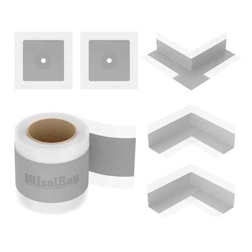 Isolbau 102G Bandset - Dicht-Set für den Innen und außen bereich inkl. 10 m Dichtband, 2x Innenecken, 1x Außenecke & 2x Wandmanschetten, Abdichtung Dusche Bad Küche Wand Wasserdicht von Isolbau