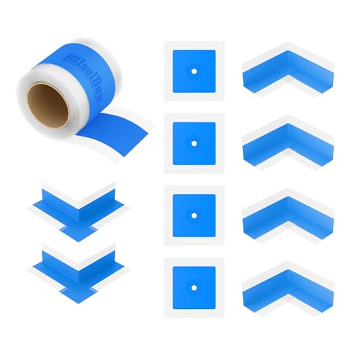 Isolbau 104B Bandset - Dicht-Set für den Innen und außen bereich inkl. 10 m Dichtband, 4x Innenecken, 2x Außenecken & 4x Wandmanschetten, Abdichtung Dusche Bad Küche Wand Wasserdicht von Isolbau