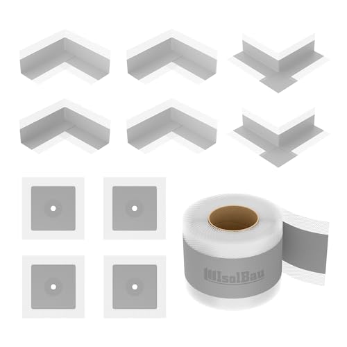 Isolbau 105G Bandset - Dicht-Set für den Innen und außen bereich inkl. 20 m Dichtband, 4x Innenecken, 2x Außenecken & 4x Wandmanschetten, Abdichtung Dusche Bad Küche Wand Wasserdicht von Isolbau