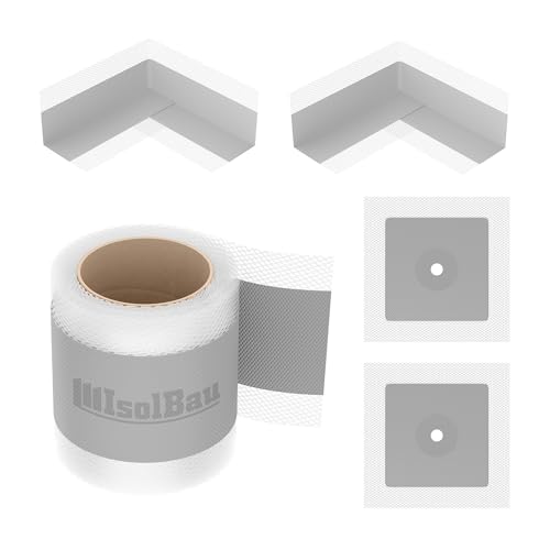 Isolbau 107G Bandset - Dicht-Set für den Innen und außen bereich inkl. 5 m Dichtband, 2x Innenecken, 2x Wandmanschetten, Abdichtung Dusche Bad Küche Wand Wasserdicht von Isolbau