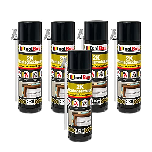 Isolbau 2K Montageschaum B2 Zargenschaum - Premium PU-Schnellschaum für Türen, Fenster, Dämmung & Montage - 5 x 400 ml von Isolbau