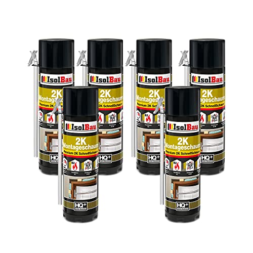 Isolbau 2K Montageschaum B2 Zargenschaum - Premium PU-Schnellschaum für Türen, Fenster, Dämmung & Montage - 6 x 400 ml von Isolbau