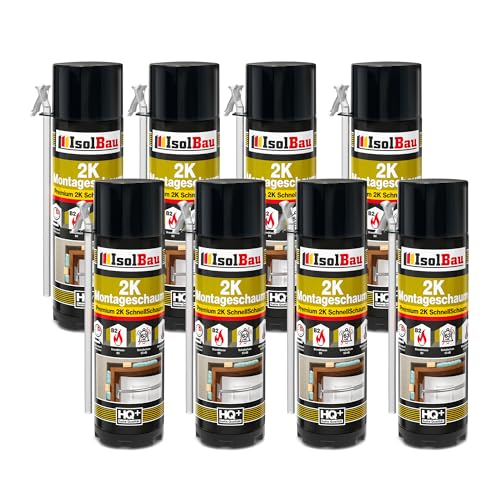 Isolbau 2K Montageschaum B2 Zargenschaum - Premium PU-Schnellschaum für Türen, Fenster, Dämmung & Montage - 8 x 400 ml von Isolbau