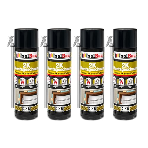 Isolbau 2K Montageschaum B2 Zargenschaum - Premium PU-Schnellschaum für Türen, Fenster, Dämmung & Montage - 4 x 400 ml von Isolbau