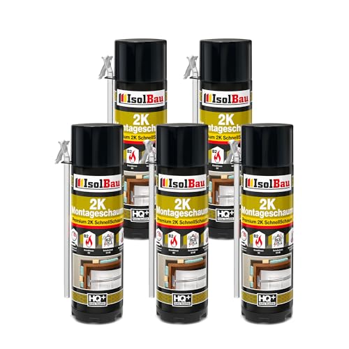 Isolbau 2K Montageschaum B2 Zargenschaum - Premium PU-Schnellschaum für Türen, Fenster, Dämmung & Montage - 5 x 400 ml von Isolbau