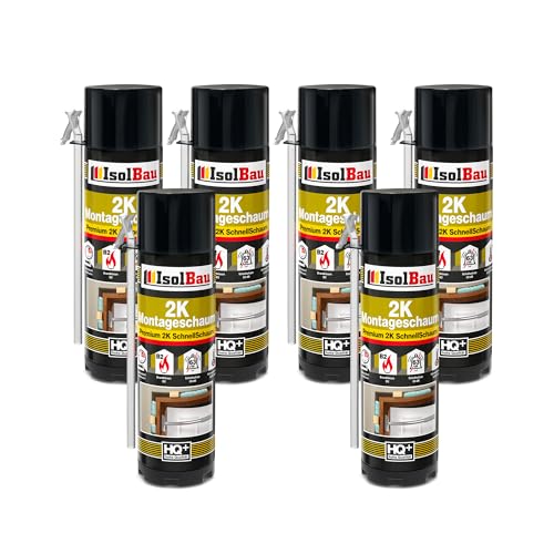Isolbau 2K Montageschaum B2 Zargenschaum - Premium PU-Schnellschaum für Türen, Fenster, Dämmung & Montage - 6 x 400 ml von Isolbau