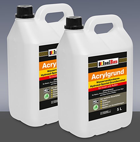 Isolbau Acrylgrund - Wasserverdünnbares Grundiermittel für eine professionelle Grundierung Innen & Außen - 10 Liter (2 x 5 L) von Isolbau