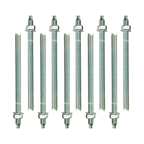 Isolbau Ankerstangen M10 x 190 mm - 10 Stück ETA Zulassung Gewindestange Verbundanker verzinkt mit Mutter & Unterlegscheibe Schwerlast-Anker Schwerlast-dübel von Isolbau
