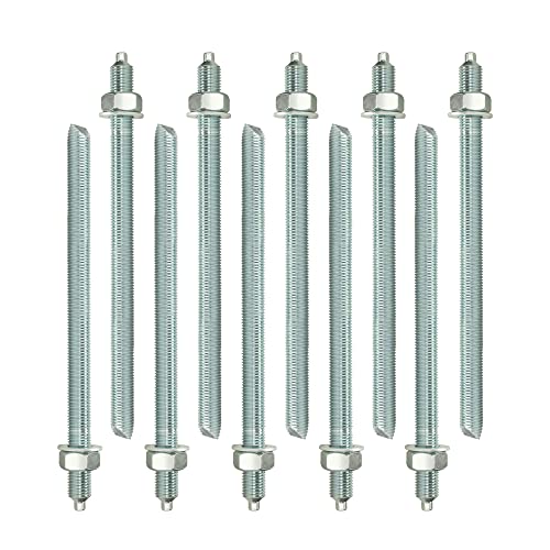 Isolbau Ankerstangen M12 x 220 mm - 10 Stück ETA Zulassung Gewindestange Verbundanker verzinkt mit Mutter & Unterlegscheibe Schwerlast-Anker Schwerlast-dübel von Isolbau