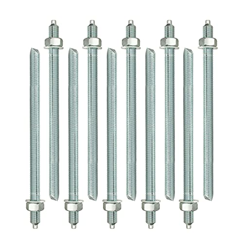 Isolbau Ankerstangen M12 x 260 mm - 10 Stück ETA Zulassung Gewindestange Verbundanker verzinkt mit Mutter & Unterlegscheibe Schwerlast-Anker Schwerlast-dübel von Isolbau