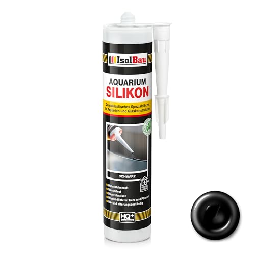 Isolbau Aquarium Silikon 1 x 300 ml - Dauerelastisches Spezial-Silikon für Aquarien & Glaskonstruktion - Für Innen- & Außenbereich – Schwarz, Kartusche von Isolbau