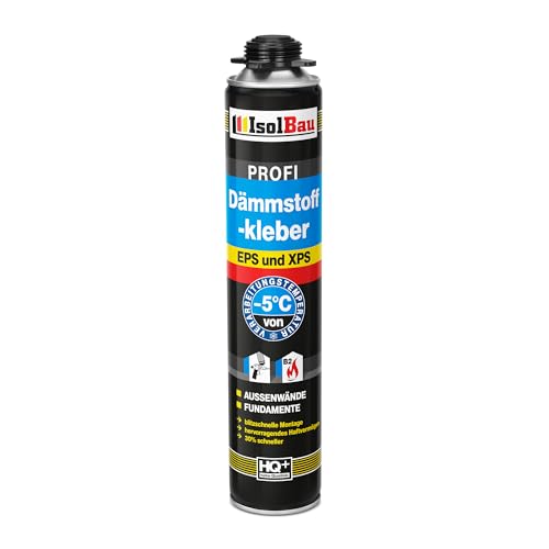 Isolbau B2 Dämmstoffkleber - 1 x 750 ml Perimeterkleber für EPS- & XPS-Platten - 1K PU-Klebeschaum für Fixieren und Isolieren von Isolbau