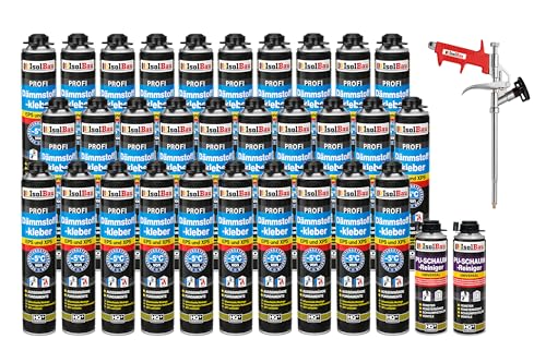 Isolbau B2 Dämmstoffkleber SET - 30 x 750 ml Perimeterkleber, 2 x PU-Schaum-Reiniger & 1x Schaumpistole für EPS & XPS-Platten - 1K PU-Klebeschaum für Fixieren und Dämmung Isolbau B2 Dämmstoffkleber SET - 30 x 750 ml Perimeterkleber, 2 x PU-Schaum-Reiniger & 1x Schaumpistole für EPS & XPS-Platten - 1K PU-Klebeschaum für Fixieren und Dämmung von Isolbau