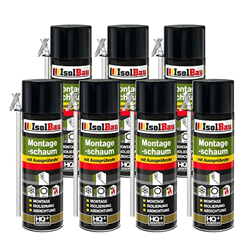 Isolbau B2 Montageschaum mit Aussprührohr - 7 x 500 ml PU-Bauschaum für Montage, Isolierung, Abdichtung, Innen & außen von Isolbau
