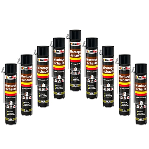 Isolbau Bauschaum B2 Montageschaum mit Aussprührohr - PU-Pistolenschau Adapterschaum für Montage, Isolierung, Abdichtung, Innen & Außen - 8 x 750 ml von Isolbau