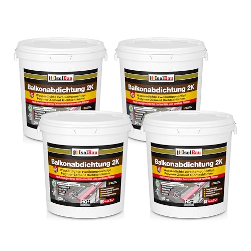 Isolbau Balkonabdichtung 2K - 80 kg Flexibel Dichtschlämme zur Abdichtung von Balkon, Terrasse, Bad, Keller, Dusche von Isolbau