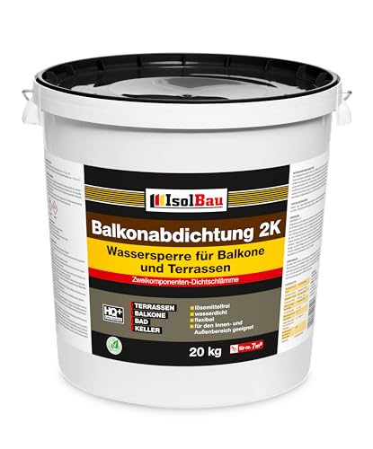 Isolbau Balkonabdichtung 2K - 20 kg Flexibel Dichtschlämme zur Abdichtung von Balkon, Terrasse, Bad, Keller, Dusche von Isolbau