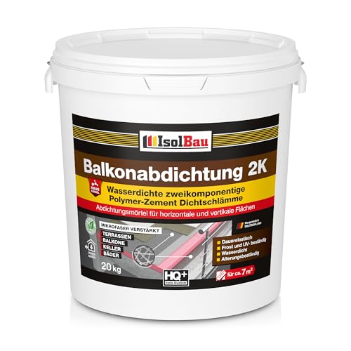 Isolbau Balkonabdichtung 2K - 20 kg Flexibel Dichtschlämme zur Abdichtung von Balkon, Terrasse, Bad, Keller, Dusche von Isolbau