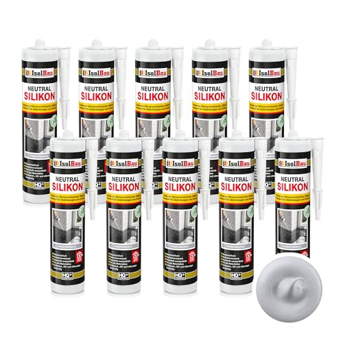 Isolbau - Bau-Silikon - Neutralsilikon 10 x 300 ml FensterGrau - Abdichtung und Kleben - Natursteinsilikon - Füllen von Fugen im Innen- und Außenbereich - Für Küchen und Bade - Neutralvernetzend Isolbau - Bau-Silikon - Neutralsilikon 10 x 300 ml FensterGrau - Abdichtung und Kleben - Natursteinsilikon - Füllen von Fugen im Innen- und Außenbereich - Für Küchen und Bade - Neutralvernetzend von Isolbau