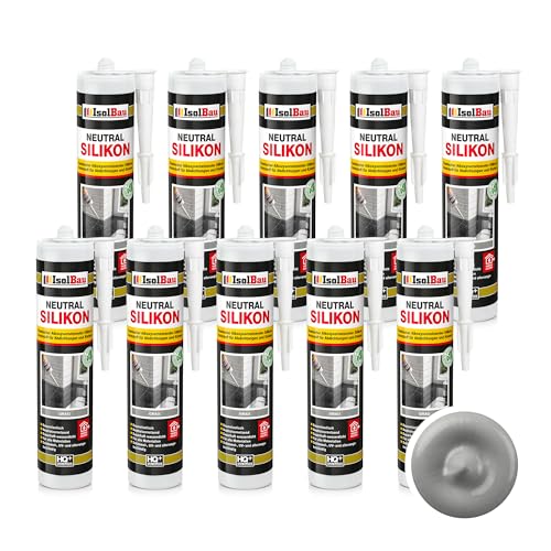 Isolbau - Bau-Silikon - Neutralsilikon 10 x 300 ml Grau - Abdichtung und Kleben - Natursteinsilikon - Füllen von Fugen im Innen- und Außenbereich - Für Küchen und Bade - Neutralvernetzend Isolbau - Bau-Silikon - Neutralsilikon 10 x 300 ml Grau - Abdichtung und Kleben - Natursteinsilikon - Füllen von Fugen im Innen- und Außenbereich - Für Küchen und Bade - Neutralvernetzend von Isolbau