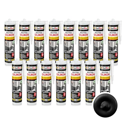 Isolbau - Bau-Silikon - Neutralsilikon 15 x 300 ml Schwarz - Abdichtung und Kleben - Natursteinsilikon - Füllen von Fugen im Innen- und Außenbereich - Für Küchen und Bade - Neutralvernetzend Isolbau - Bau-Silikon - Neutralsilikon 15 x 300 ml Schwarz - Abdichtung und Kleben - Natursteinsilikon - Füllen von Fugen im Innen- und Außenbereich - Für Küchen und Bade - Neutralvernetzend von Isolbau