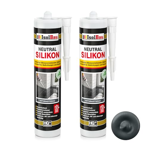 Isolbau - Bau-Silikon - Neutralsilikon 2 x 300 ml AnthrazitGrau - Abdichtung und Kleben - Natursteinsilikon - Füllen von Fugen im Innen- und Außenbereich - Für Küchen und Bade - Neutralvernetzend Isolbau - Bau-Silikon - Neutralsilikon 2 x 300 ml AnthrazitGrau - Abdichtung und Kleben - Natursteinsilikon - Füllen von Fugen im Innen- und Außenbereich - Für Küchen und Bade - Neutralvernetzend von Isolbau