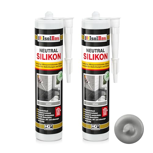 Isolbau - Bau-Silikon - Neutralsilikon 2 x 300 ml Grau - Abdichtung und Kleben - Natursteinsilikon - Füllen von Fugen im Innen- und Außenbereich - Für Küchen und Bade - Neutralvernetzend Isolbau - Bau-Silikon - Neutralsilikon 2 x 300 ml Grau - Abdichtung und Kleben - Natursteinsilikon - Füllen von Fugen im Innen- und Außenbereich - Für Küchen und Bade - Neutralvernetzend von Isolbau