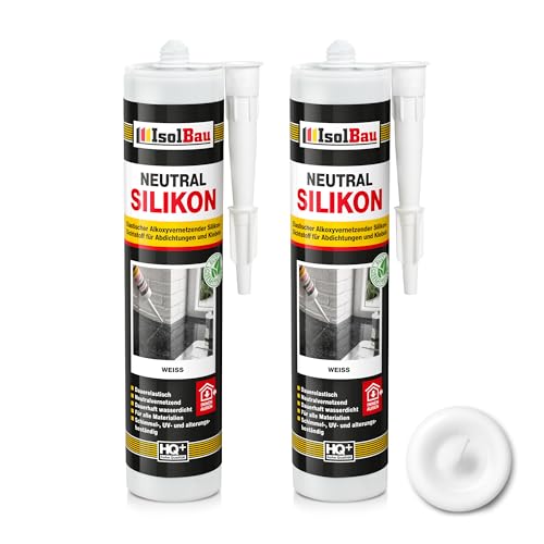 Isolbau - Bau-Silikon - Neutralsilikon 2 x 300 ml Weiß - Abdichtung und Kleben - Natursteinsilikon - Füllen von Fugen im Innen- und Außenbereich - Für Küchen und Bade - Neutralvernetzend Isolbau - Bau-Silikon - Neutralsilikon 2 x 300 ml Weiß - Abdichtung und Kleben - Natursteinsilikon - Füllen von Fugen im Innen- und Außenbereich - Für Küchen und Bade - Neutralvernetzend von Isolbau