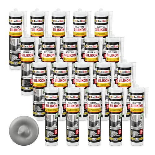 Isolbau - Bau-Silikon - Neutralsilikon 20 x 300 ml Grau - Abdichtung und Kleben - Natursteinsilikon - Füllen von Fugen im Innen- und Außenbereich - Für Küchen und Bade - Neutralvernetzend Isolbau - Bau-Silikon - Neutralsilikon 20 x 300 ml Grau - Abdichtung und Kleben - Natursteinsilikon - Füllen von Fugen im Innen- und Außenbereich - Für Küchen und Bade - Neutralvernetzend von Isolbau