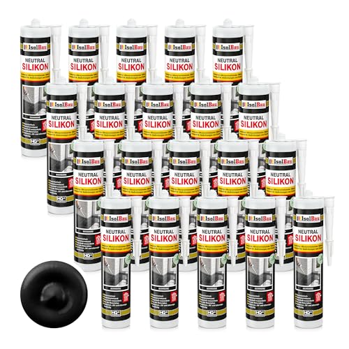 Isolbau - Bau-Silikon - Neutralsilikon 20 x 300 ml Schwarz - Abdichtung und Kleben - Natursteinsilikon - Füllen von Fugen im Innen- und Außenbereich - Für Küchen und Bade - Neutralvernetzend Isolbau - Bau-Silikon - Neutralsilikon 20 x 300 ml Schwarz - Abdichtung und Kleben - Natursteinsilikon - Füllen von Fugen im Innen- und Außenbereich - Für Küchen und Bade - Neutralvernetzend von Isolbau