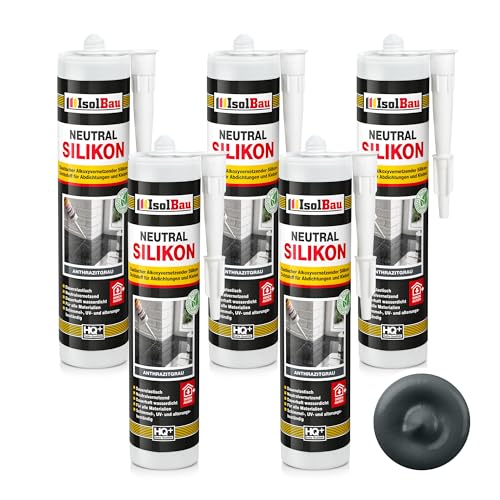 Isolbau - Bau-Silikon - Neutralsilikon 5 x 300 ml AnthrazitGrau - Abdichtung und Kleben - Natursteinsilikon - Füllen von Fugen im Innen- und Außenbereich - Für Küchen und Bade - Neutralvernetzend Isolbau - Bau-Silikon - Neutralsilikon 5 x 300 ml AnthrazitGrau - Abdichtung und Kleben - Natursteinsilikon - Füllen von Fugen im Innen- und Außenbereich - Für Küchen und Bade - Neutralvernetzend von Isolbau