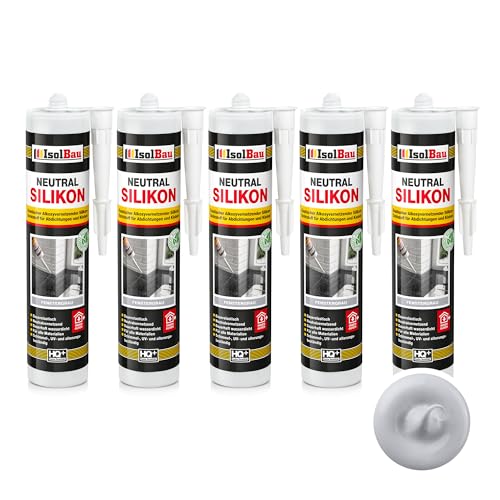 Isolbau - Bau-Silikon - Neutralsilikon 5 x 300 ml FensterGrau - Abdichtung und Kleben - Natursteinsilikon - Füllen von Fugen im Innen- und Außenbereich - Für Küchen und Bade - Neutralvernetzend Isolbau - Bau-Silikon - Neutralsilikon 5 x 300 ml FensterGrau - Abdichtung und Kleben - Natursteinsilikon - Füllen von Fugen im Innen- und Außenbereich - Für Küchen und Bade - Neutralvernetzend von Isolbau