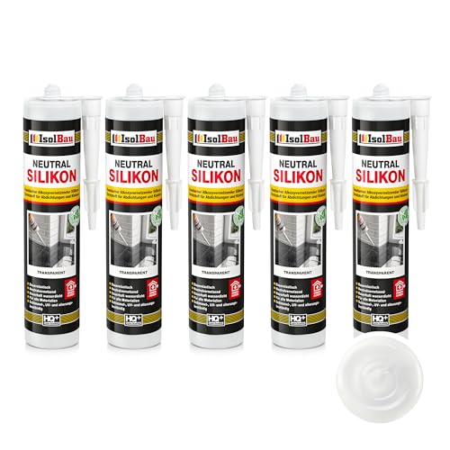 Isolbau - Bau-Silikon - Neutralsilikon 5 x 300 ml Transparent - Abdichtung und Kleben - Natursteinsilikon - Füllen von Fugen im Innen- und Außenbereich - Für Küchen und Bade - Neutralvernetzend Isolbau - Bau-Silikon - Neutralsilikon 5 x 300 ml Transparent - Abdichtung und Kleben - Natursteinsilikon - Füllen von Fugen im Innen- und Außenbereich - Für Küchen und Bade - Neutralvernetzend von Isolbau