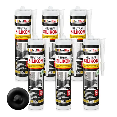 Isolbau - Bau-Silikon - Neutralsilikon 6 x 300 ml Schwarz - Abdichtung und Kleben - Natursteinsilikon - Füllen von Fugen im Innen- und Außenbereich - Für Küchen und Bade - Neutralvernetzend Isolbau - Bau-Silikon - Neutralsilikon 6 x 300 ml Schwarz - Abdichtung und Kleben - Natursteinsilikon - Füllen von Fugen im Innen- und Außenbereich - Für Küchen und Bade - Neutralvernetzend von Isolbau