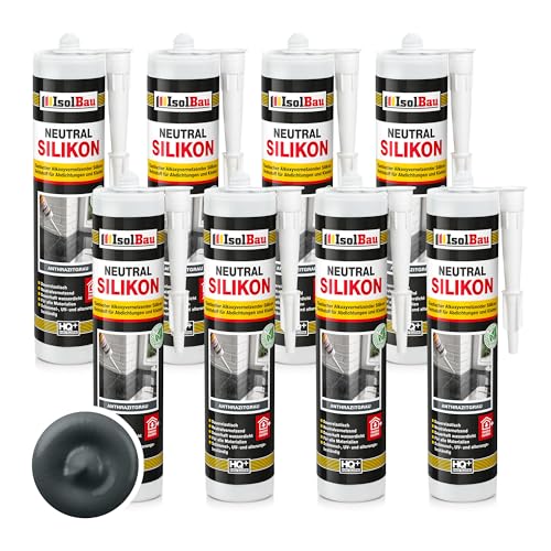 Isolbau - Bau-Silikon - Neutralsilikon 8 x 300 ml AnthrazitGrau - Abdichtung und Kleben - Natursteinsilikon - Füllen von Fugen im Innen- und Außenbereich - Für Küchen und Bade - Neutralvernetzend Isolbau - Bau-Silikon - Neutralsilikon 8 x 300 ml AnthrazitGrau - Abdichtung und Kleben - Natursteinsilikon - Füllen von Fugen im Innen- und Außenbereich - Für Küchen und Bade - Neutralvernetzend von Isolbau