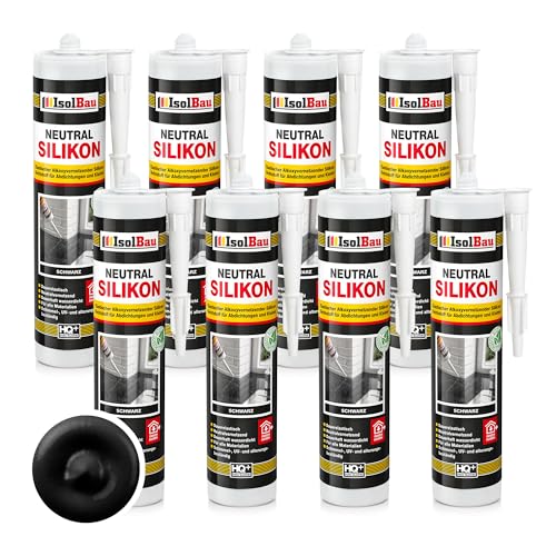 Isolbau - Bau-Silikon - Neutralsilikon 8 x 300 ml Schwarz - Abdichtung und Kleben - Natursteinsilikon - Füllen von Fugen im Innen- und Außenbereich - Für Küchen und Bade - Neutralvernetzend Isolbau - Bau-Silikon - Neutralsilikon 8 x 300 ml Schwarz - Abdichtung und Kleben - Natursteinsilikon - Füllen von Fugen im Innen- und Außenbereich - Für Küchen und Bade - Neutralvernetzend von Isolbau