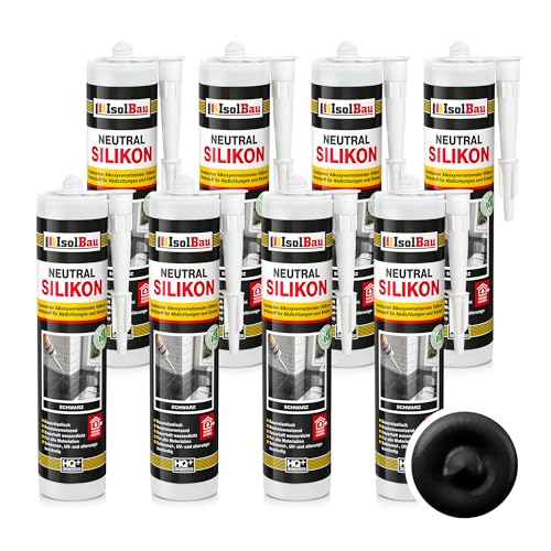 Isolbau - Bau-Silikon - Neutralsilikon 8 x 300 ml Schwarz - Abdichtung und Kleben - Natursteinsilikon - Füllen von Fugen im Innen- und Außenbereich - Für Küchen und Bade - Neutralvernetzend Isolbau - Bau-Silikon - Neutralsilikon 8 x 300 ml Schwarz - Abdichtung und Kleben - Natursteinsilikon - Füllen von Fugen im Innen- und Außenbereich - Für Küchen und Bade - Neutralvernetzend von Isolbau
