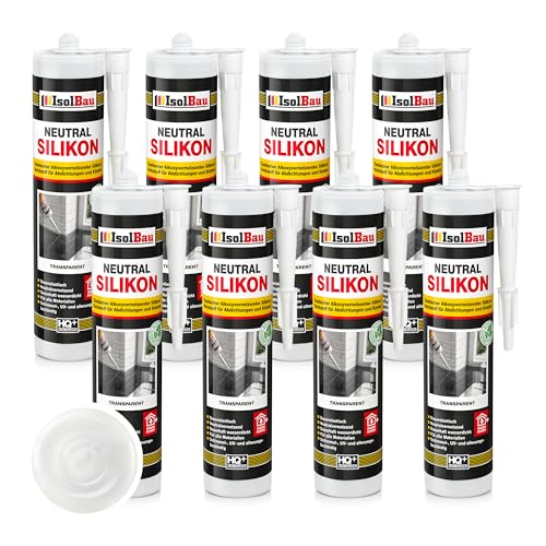 Isolbau - Bau-Silikon - Neutralsilikon 8 x 300 ml Transparent - Abdichtung und Kleben - Natursteinsilikon - Füllen von Fugen im Innen- und Außenbereich - Für Küchen und Bade - Neutralvernetzend Isolbau - Bau-Silikon - Neutralsilikon 8 x 300 ml Transparent - Abdichtung und Kleben - Natursteinsilikon - Füllen von Fugen im Innen- und Außenbereich - Für Küchen und Bade - Neutralvernetzend von Isolbau