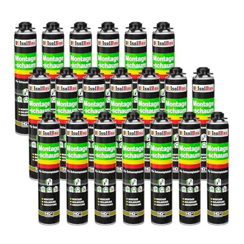 Isolbau - Bauschaum Montageschaum 20 x 750 ml PU-Schaum 1K Pistolenschaum Zargenschaum - Isolierung Abdichtung für Innen und Außen von Isolbau