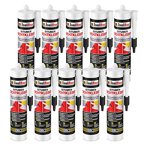Isolbau Bitumen-Dichtkleber - 10 x 310 ml Klebstoff & Dichtmasse für Montage & Reparatur von Bitumen-Schindeln - Schwarz Isolbau Bitumen-Dichtkleber - 10 x 310 ml Klebstoff & Dichtmasse für Montage & Reparatur von Bitumen-Schindeln - Schwarz von Isolbau