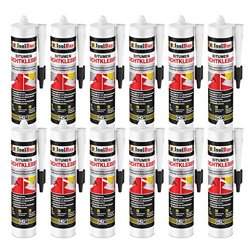 Isolbau Bitumen-Dichtkleber - 12 x 310 ml Klebstoff & Dichtmasse für Montage & Reparatur von Bitumen-Schindeln - Schwarz Isolbau Bitumen-Dichtkleber - 12 x 310 ml Klebstoff & Dichtmasse für Montage & Reparatur von Bitumen-Schindeln - Schwarz von Isolbau