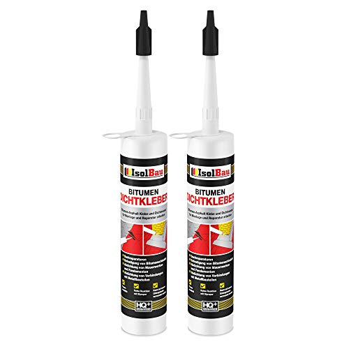 Isolbau Bitumen-Dichtkleber - 2 x 310 ml Klebstoff & Dichtmasse für Montage & Reparatur von Bitumen-Schindeln - Schwarz von Isolbau