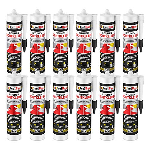 Isolbau Bitumen-Dichtkleber - 12 x 310 ml Klebstoff & Dichtmasse für Montage & Reparatur von Bitumen-Schindeln - Schwarz von Isolbau